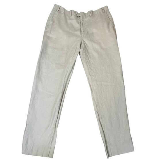 Ralph Lauren Black Label Tan Slim Linen Trousers Pants Men's 36" X 32" business - Picture 1 of 8